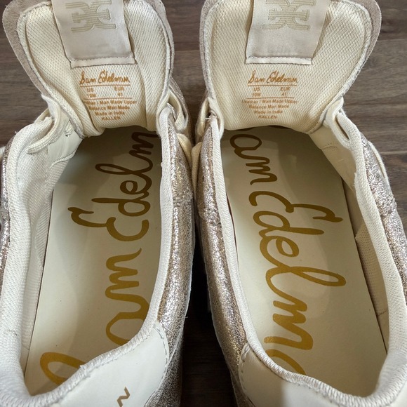 Sam Edelman Gold Metallic Leather Sneaker Women's Fashion Shoes Size 10M - Picture 6 of 7
